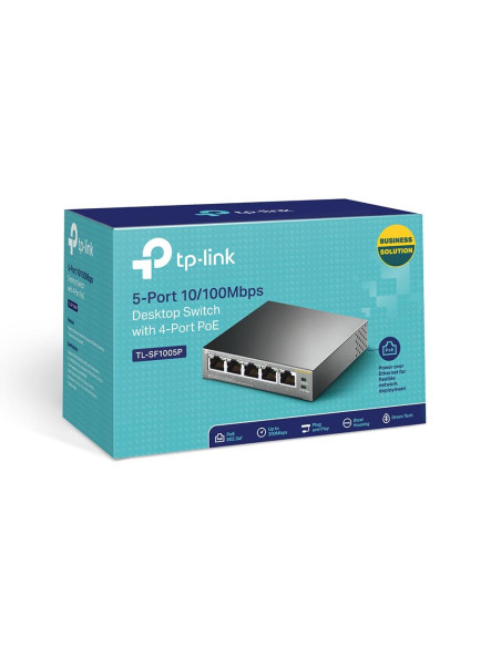Switch, TP-LINK, Desktop/pedestal, 5x10Base-T / 100Base-TX, PoE ports 4, TL-SF1005P