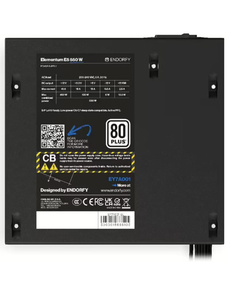 Power Supply, ENDORFY, Elementum E5 550 W, 550 Watts, Efficiency 80 PLUS, EY7A001