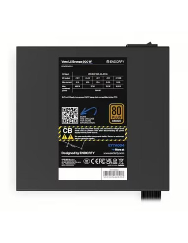 Power Supply, ENDORFY, Vero L5 Bronze 500 W, 500 Watts, Efficiency 80 PLUS BRONZE, MTBF 80000 hours, EY7A004