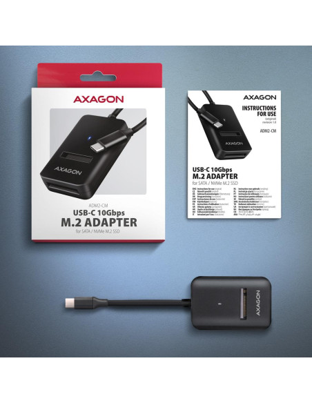 SSD ACC ADAPTER USB-C/M.2/10GBPS 0.1M ADM2-CM AXAGON