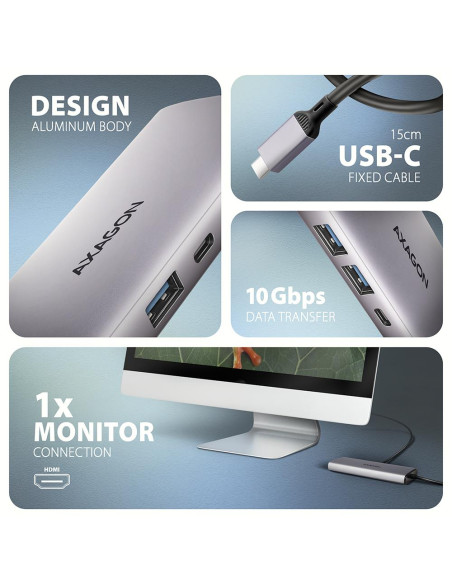 I/O HUB USB-C 6IN1 10GBPS/0.15M HMC-6G2L AXAGON