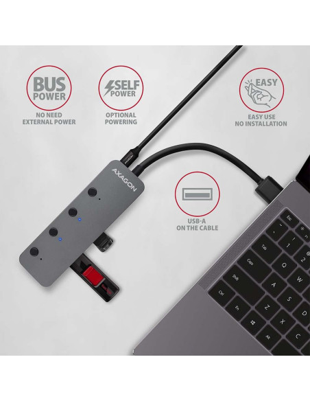 I/O USB HUB SWITCH 4PORT/0.2M HUE-MSA AXAGON