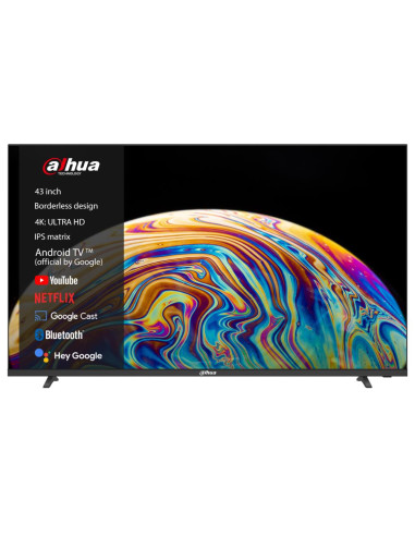 TV Set, DAHUA, 43", 4K/Smart, 3840x2160, Wireless LAN, Bluetooth, Android TV, Black, DHI-LTV43-SD400