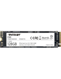 SSD, PATRIOT, P300, 128GB, M.2, PCIE, NVMe, 3D NAND, Write speed 600 MBytes/sec, Read speed 1600 MBytes/sec, 3.8mm, TBW 60 TB, 