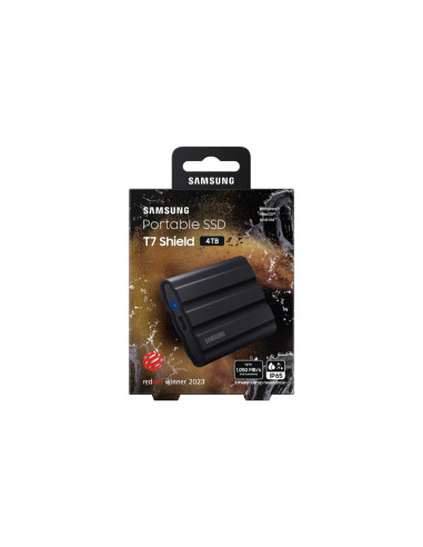 External SSD, SAMSUNG, T7, 4TB, USB 3.2, Write speed 1000 MBytes/sec, Read speed 1050 MBytes/sec, MU-PE4T0S/EU