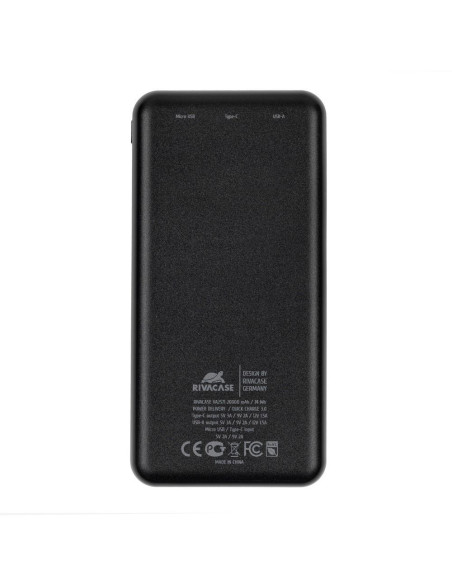 POWER BANK USB 20000MAH/BLACK VA2571 RIVACASE POWER BANK USB 20000MAH/BLACK VA2571 RIVACASE