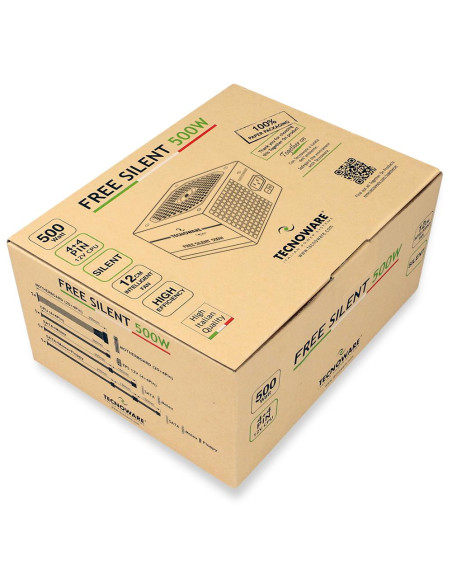 Power Supply, TECNOWARE, FREE SILENT 500W, ATX, PC, 180 - 264 V, 500 W, FAL506FS12B