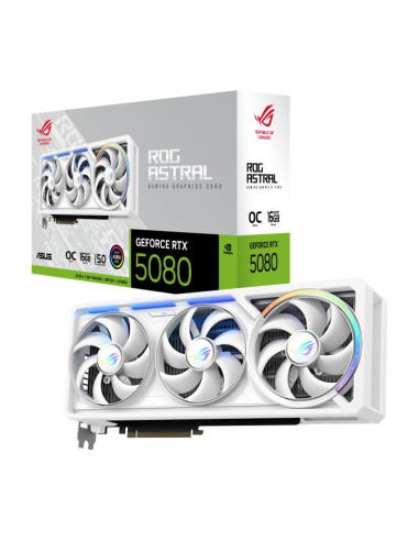 Graphics Card, ASUS, NVIDIA GeForce RTX 5080, 16 GB, GDDR7, 256 bit, Triple slot Fansink, ROG-ASTRAL-RTX5080O16G-WH