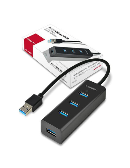 I/O HUB USB3.0 4PORT CHARGING/0.3M HUE-S2B AXAGON I/O HUB USB3.0 4PORT CHARGING/0.3M HUE-S2B AXAGON