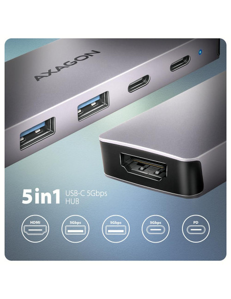 I/O HUB USB-C 5IN1/0.15M HMC-5H60 AXAGON