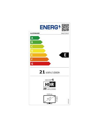 LCD Monitor, DELL, AW2724HF, 27", Gaming, Panel IPS, 1920x1080, 16:9, 360 Hz, 0.5 ms, Swivel, Pivot, Height adjustable, Tilt, 2