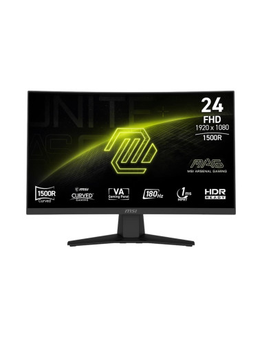 LCD Monitor, MSI, MAG 244C, 23.6", Gaming/Curved/Frameless, Matte, Panel VA, 1920x1080, 16:9, 180Hz, 1 ms, MAG244C