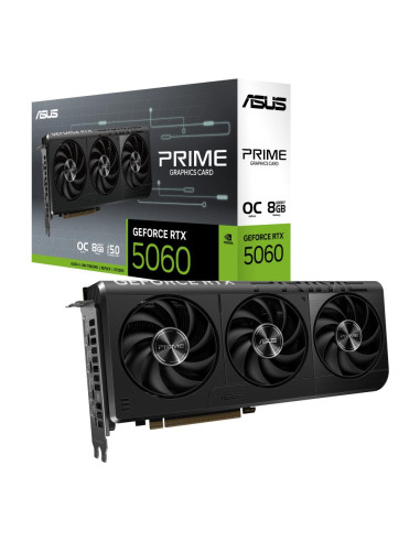 Graphics Card, ASUS, NVIDIA, GeForce RTX 5060, 8 GB, GDDR7, 128 bit, PCI Express 5.0, Active, PRIME-RTX5060-O8G