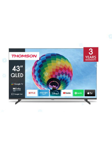 TV Set, THOMSON, 43", 4K/Smart, QLED, 3840x2160, Wireless LAN, Bluetooth, Google TV, Black, 43QG4S14 TV Set, THOMSON, 43", 4K/Smart, QLED, 3840x2160, Wireless LAN, Bluetooth, Google TV, Black, 43QG4S14