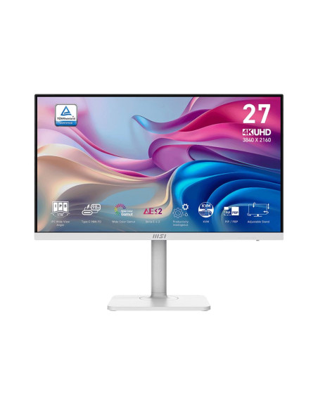 LCD Monitor, MSI, MODERN MD272UPHW, 27", Business/4K, Matte, Panel IPS, 3840x2160, 16:9, 60Hz, 4 ms, Speakers, Colour White, MO