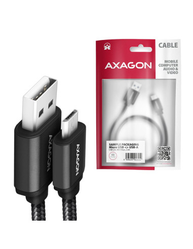 CABLE USB2.0 TO MICRO-USB 2M/HQ BLK BUMM-AM20AB AXAGON