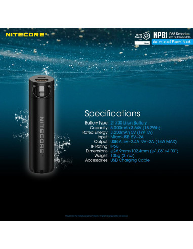 POWER BANK 5000MAH IP68/NPB1 NITECORE