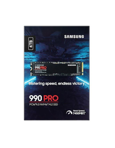 SSD, SAMSUNG, 990 PRO, 4TB, M.2, PCIe Gen4, NVMe, TLC, Write speed 6900 MBytes/sec, Read speed 7450 MBytes/sec, 2.3mm, TBW 2400