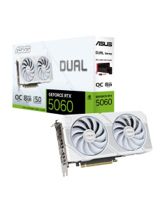 Graphics Card, ASUS, NVIDIA GeForce RTX 5060, 8 GB, GDDR7, 128 bit, PCIE 5.0 16x, Dual Slot Fansink, DUAL-RTX5060-O8G-WHITE
