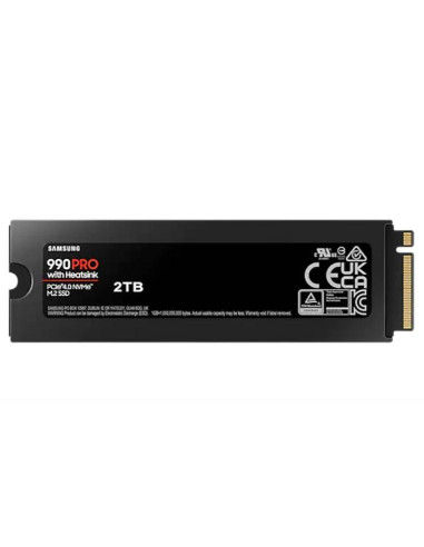 SSD, SAMSUNG, 990 PRO with Heatsink, 2TB, M.2, PCIE, NVMe, MLC, Write speed 6900 MBytes/sec, Read speed 7450 MBytes/sec, 2.3mm,