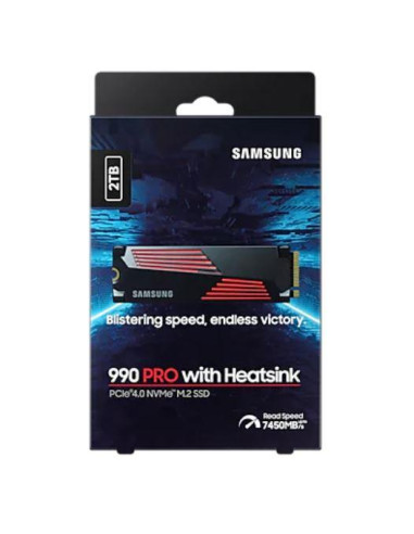 SSD, SAMSUNG, 990 PRO with Heatsink, 2TB, M.2, PCIE, NVMe, MLC, Write speed 6900 MBytes/sec, Read speed 7450 MBytes/sec, 2.3mm,