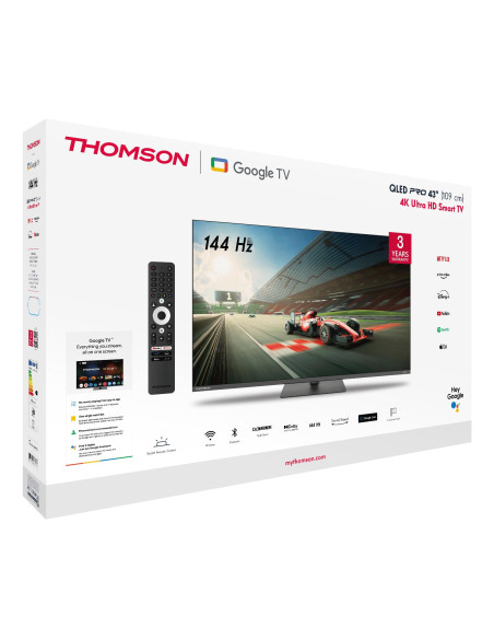 TV Set, THOMSON, 43 ", 4K Ultra HD, 3840 x 2160 pixels, Flat, 16:9, QLED Pro, 43QG7C04 TV Set, THOMSON, 43 ", 4K Ultra HD, 3840 x 2160 pixels, Flat, 16:9, QLED Pro, 43QG7C04