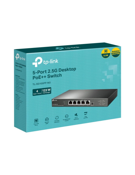 Switch, TP-LINK, TL-SG105PP-M2, Desktop/pedestal, 5x2.5GbE, TL-SG105PP-M2 Switch, TP-LINK, TL-SG105PP-M2, Desktop/pedestal, 5x2.5GbE, TL-SG105PP-M2