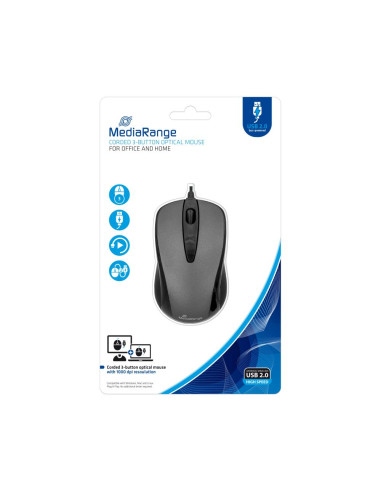 MOUSE USB OPTICAL BLACK/GREY/MROS201 MEDIARANGE