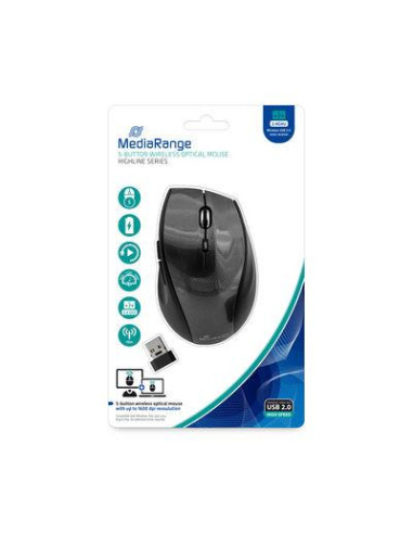MOUSE USB OPTICAL WRL 5-BUTTON/BLACK MROS207 MEDIARANGE