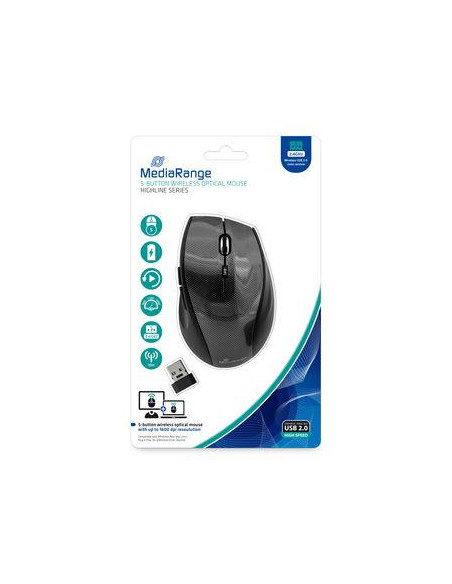 MOUSE USB OPTICAL WRL 5-BUTTON/BLACK MROS207 MEDIARANGE MOUSE USB OPTICAL WRL 5-BUTTON/BLACK MROS207 MEDIARANGE