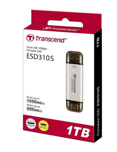 External SSD, TRANSCEND, ESD310, 1TB, USB-C, USB, 3D NAND, Write speed 950 MBytes/sec, Read speed 1050 MBytes/sec, TS1TESD310S