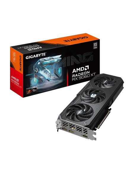 Graphics Card, GIGABYTE, AMD Radeon RX 9060 XT, 8 GB, GDDR6, 128 bit, PCIE 5.0 16x, Triple slot Fansink, GV-R9060XTGAMING-8GD1.