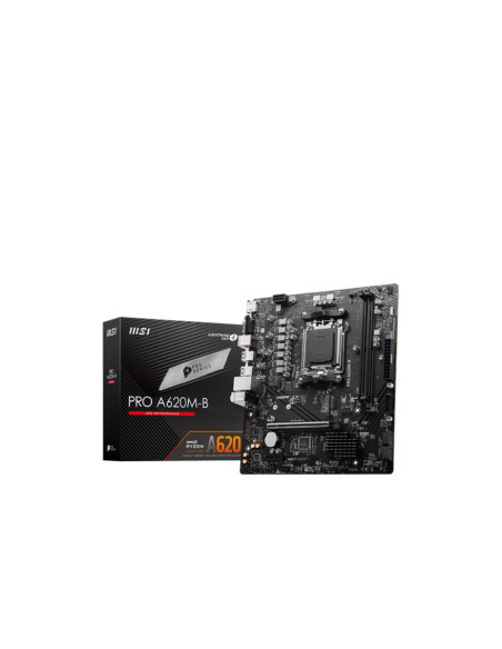 Mainboard, MSI, AMD A620, SAM5, Micro-ATX, Memory DDR5, Memory slots 2, 1xPCI-Express 3.0 1x, 1xPCI-Express 4.0 16x, 1xM.2, 1x1 Mainboard, MSI, AMD A620, SAM5, Micro-ATX, Memory DDR5, Memory slots 2, 1xPCI-Express 3.0 1x, 1xPCI-Express 4.0 16x, 1xM.2, 1x1