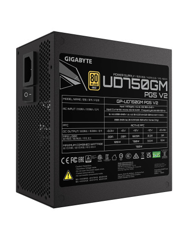 Power Supply, GIGABYTE, UD750GM PG5 V2, ATX 3.1, 750 Watts, Efficiency 80 PLUS GOLD, PFC Active, MTBF 100000 hours, GP-UD750GMP
