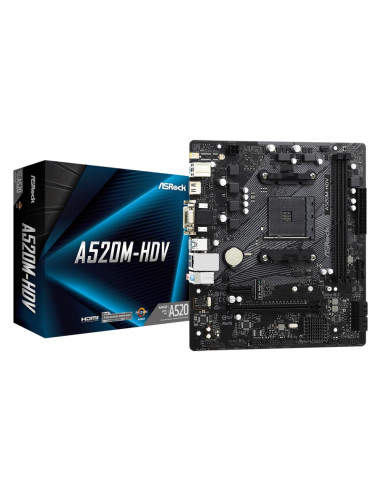 Mainboard, ASROCK, AMD A520, SAM4, Micro-ATX, Memory DDR4, Memory slots 2, 1xPCI-Express 3.0 1x, 1xPCI-Express 3.0 16x, 1xM.2, 