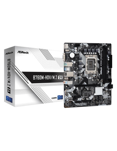 Mainboard, ASROCK, Intel B760 Express, LGA1700, Micro-ATX, Memory DDR4, Memory slots 2, 2xPCI-Express 3.0 1x, 1xPCI-Express 4.0