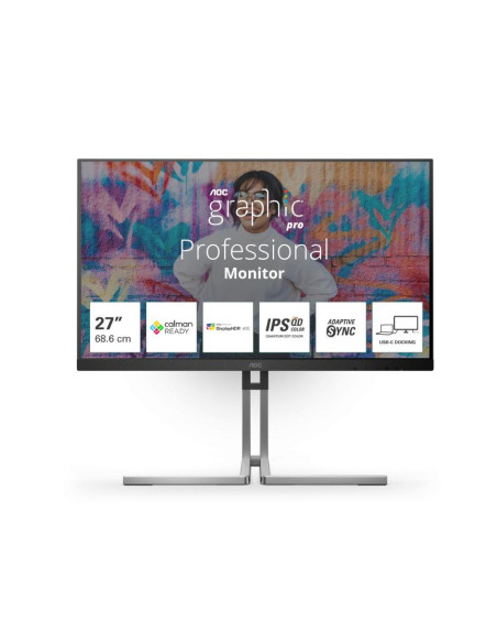 LCD Monitor, AOC, Q27U3CV, 27", Matte, Panel IPS, 2560x1440, 16:9, 75 Hz, 4 ms, Speakers, Colour Black / Silver, Q27U3CV LCD Monitor, AOC, Q27U3CV, 27", Matte, Panel IPS, 2560x1440, 16:9, 75 Hz, 4 ms, Speakers, Colour Black / Silver, Q27U3CV