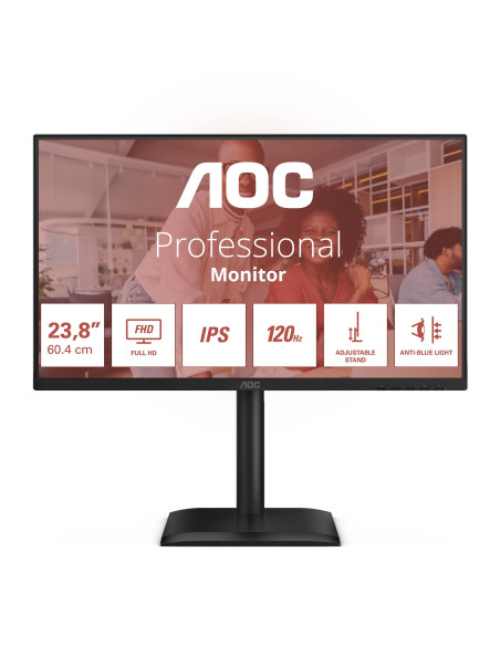 LCD Monitor, AOC, 60.5 cm (23.8"), 1920 x 1080 pixels, Full HD, Native aspect ratio 16:9, LED, Flat, 24E4U
