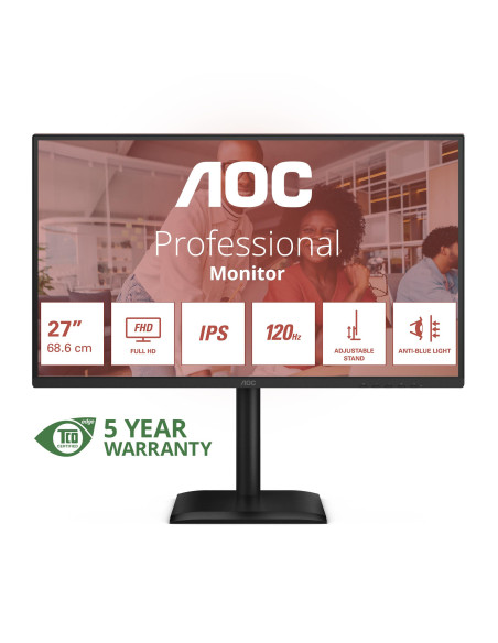LCD Monitor, AOC, 27 ", 1920 x 1080 pixels, Full HD, Native aspect ratio 16:9, LED, Flat, 27E4U LCD Monitor, AOC, 27 ", 1920 x 1080 pixels, Full HD, Native aspect ratio 16:9, LED, Flat, 27E4U