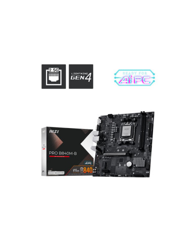 Mainboard, MSI, AMD B840, SAM5, Micro-ATX, Memory DDR5, Memory slots 2, PROB840M-B