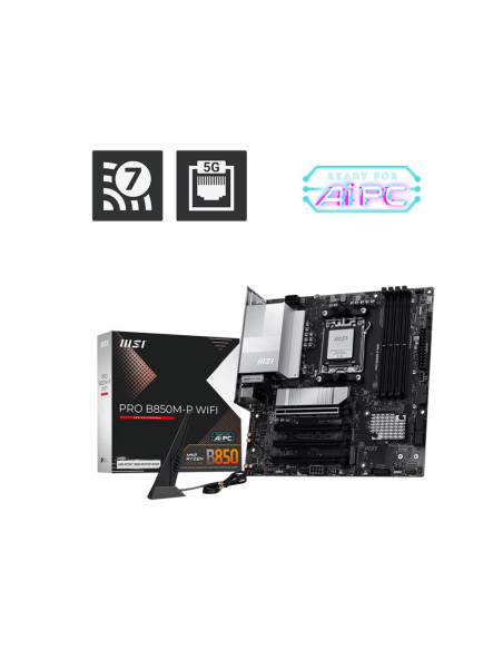 Mainboard, MSI, AMD B850, SAM5, Micro-ATX, Memory DDR5, Memory slots 4, PROB850M-PWIFI Mainboard, MSI, AMD B850, SAM5, Micro-ATX, Memory DDR5, Memory slots 4, PROB850M-PWIFI