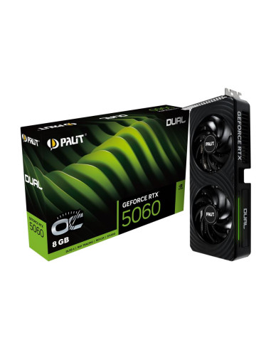 Graphics Card, PALIT, NVIDIA GeForce RTX 5060, 8 GB, GDDR7, 128 bit, PCIE 5.0 16x, Dual Slot Fansink, 1xHDMI, 3xDisplayPort, NE