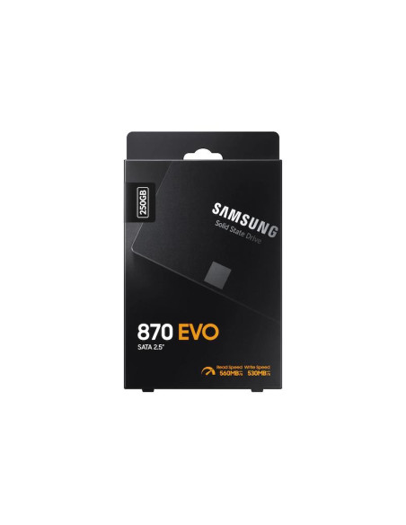 SSD, SAMSUNG, 870 EVO, 250GB, SATA, MLC, Write speed 530 MBytes/sec, Read speed 560 MBytes/sec, 2,5", TBW 150 TB, MTBF 1500000  SSD, SAMSUNG, 870 EVO, 250GB, SATA, MLC, Write speed 530 MBytes/sec, Read speed 560 MBytes/sec, 2,5", TBW 150 TB, MTBF 1500000