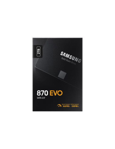 SSD, SAMSUNG, 870 EVO, 2TB, SATA, SATA 3.0, MLC, Write speed 530 MBytes/sec, Read speed 560 MBytes/sec, 2,5", TBW 1200 TB, MTBF