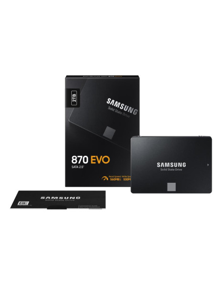 SSD, SAMSUNG, 870 EVO, 2TB, SATA, SATA 3.0, MLC, Write speed 530 MBytes/sec, Read speed 560 MBytes/sec, 2,5", TBW 1200 TB, MTBF SSD, SAMSUNG, 870 EVO, 2TB, SATA, SATA 3.0, MLC, Write speed 530 MBytes/sec, Read speed 560 MBytes/sec, 2,5", TBW 1200 TB, MTBF