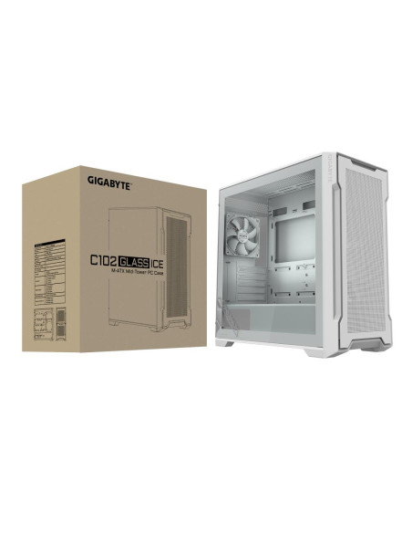 Case, GIGABYTE, GB-C102GI, MidiTower, Case product features Transparent panel, Not included, MicroATX, MiniITX, Colour White, G Case, GIGABYTE, GB-C102GI, MidiTower, Case product features Transparent panel, Not included, MicroATX, MiniITX, Colour White, G