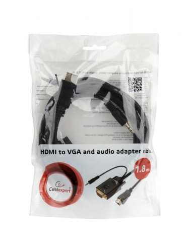 CABLE HDMI-VGA +3.5MM/1.8M A-HDMI-VGA-03-6 GEMBIRD