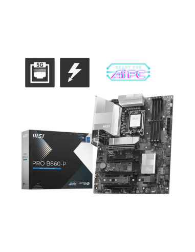 Mainboard, MSI, Intel B860 Express, LGA1851, ATX, Memory DDR5, Memory slots 4, 4xPCI-Express 16x, 1xHDMI, 1xDisplayPort, 1xAudi