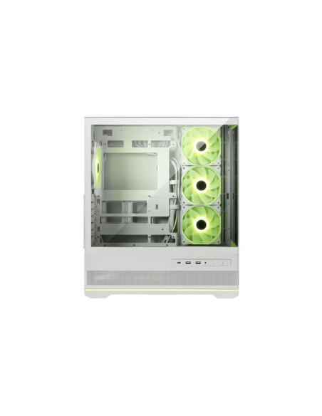 Case, MSI, MAG PANO 110R PZ / WHITE, MidiTower, Case product features Transparent panel, Not included, Colour Black, MAGPANO110