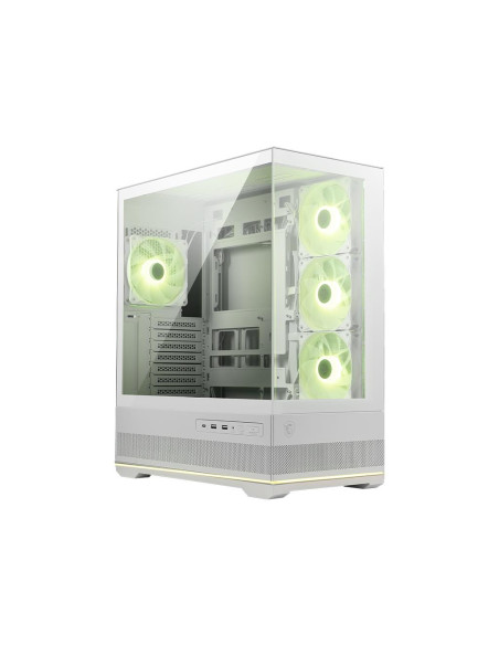 Case, MSI, MAG PANO 110R PZ / WHITE, MidiTower, Case product features Transparent panel, Not included, Colour Black, MAGPANO110